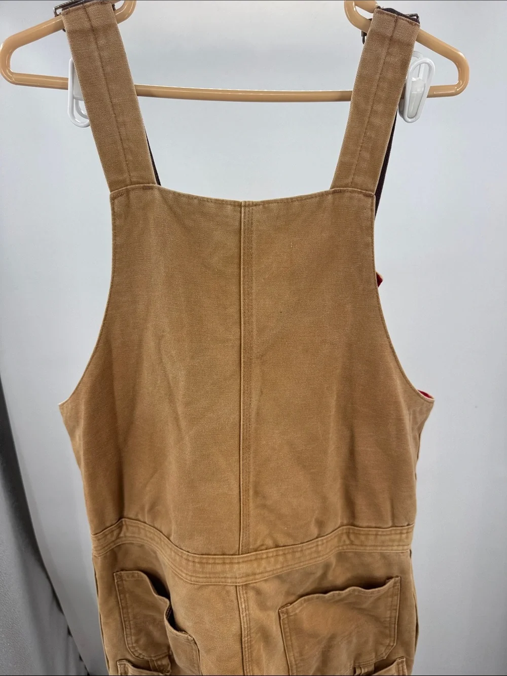 VTG CARHARTT QUILT LINED OVERALLS 36x34 ZIP side INSULATED BIB BROWN double knee